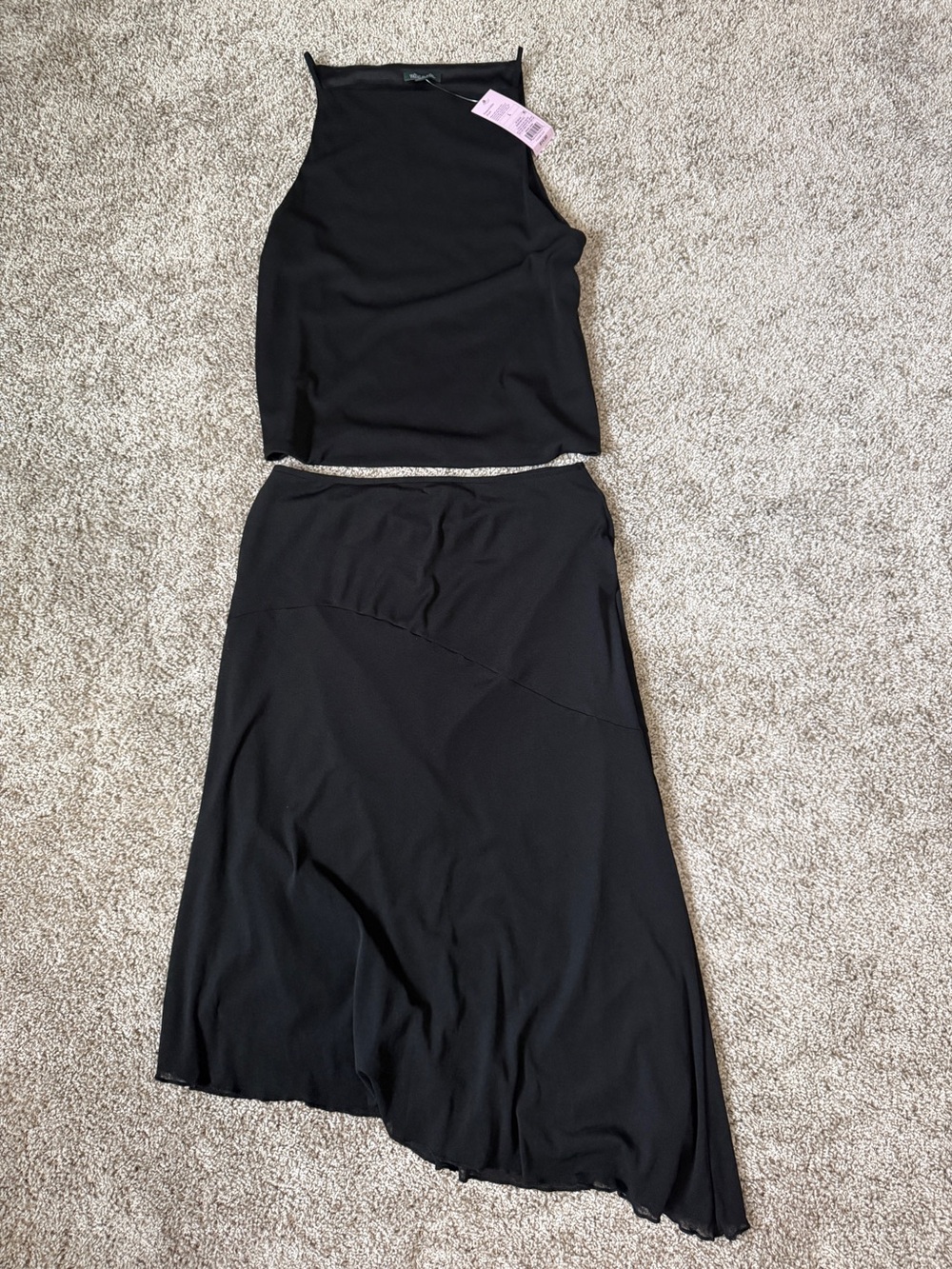 Black Women's Midi Skirt tank set